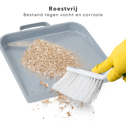 Cheqo® Blik - Metalen Stofblik Grijs - Duurzaam - Handvat voor Huishoudelijk Gebruik - Blik voor Stoffer en Blik