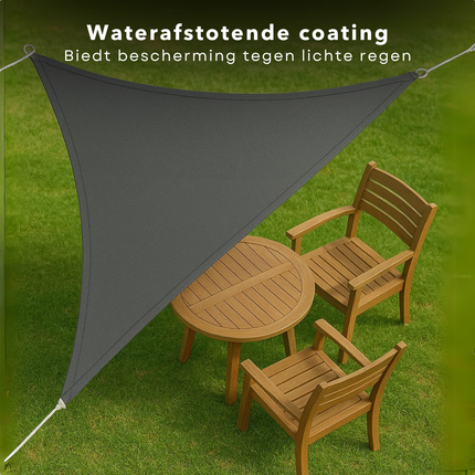 Cheqo® Schaduwdoek Driehoek - Schaduwnet - Zonwering - Zonnezeil - Luifel - Waterafstotend - 3.6 M - Polyester UV-bescherming - Grijs