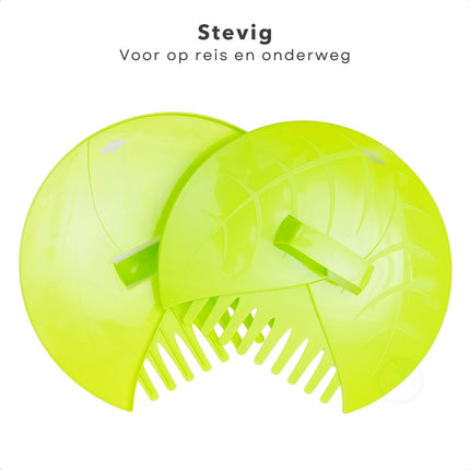 Cheqo® Grote Bladgrijpers - 2 Stuks - met Handvat - Handharken - 36 cm Diameter - Bladhark - Tuinafval - Hoveniersbenodigdheden - Tuin Accessoires - Tuin Opruimen - Groen  - Tuinhark Harken