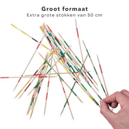 Cheqo® Mikado XL Set - Grote Mikado - 31 Stuks - Houten Spel - Gezellig Familieplezier