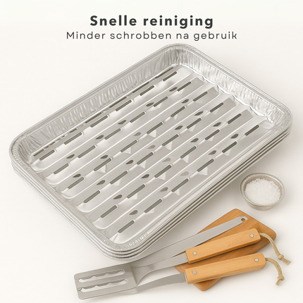 Cheqo® BBQ Grillschalen Aluminium - Barbecue Grillschaal - Set van 5 - Vetopvang BBQ - Wegwerp BBQ Schaal