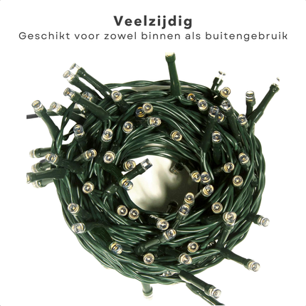 Cheqo® Kerstverlichting - Kerstboomverlichting - Kerstlampjes - 13.5M - Warm Wit LED - IP44 Buitenverlichting - 180 Lampjes - Groen Snoer