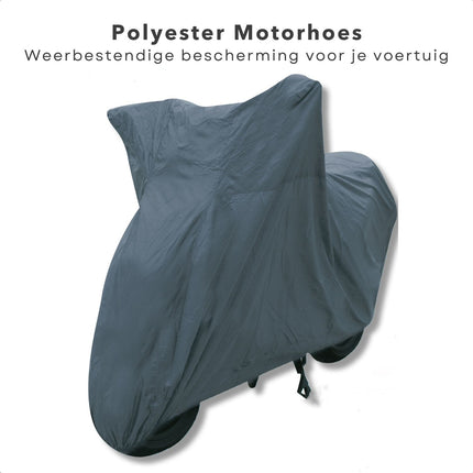 Cheqo® Scooterhoes Maat XL - Vochtwerend en Winddicht - Beschermhoes voor Brommer - Motorhoes van Polyester - Scooterhoes - Brommerhoes - Waterdicht - Voor Binnen en Buiten - Geschikt voor Windscherm - 100% Polyester - 246 x 105 x 127 cm hoezen