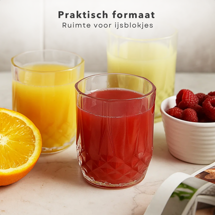 Cheqo® Waterglazen Set - Waterglas Set - Glazen Set - Kristaleffect - 6x400ml - Herbruikbaar Kunststof