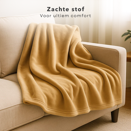 Cheqo® Fleece Deken - Fleece Plaid - 150 X 200 CM - Super Zacht - Polyester Fleece - Wasmachine Wasbaar - Beige Kleur - Tijdloze Elegantie - Duurzaam Materiaal - Bank of Bed - Woondecoratie - Comfortabel en Warm - Eenvoudig Te Reinigen