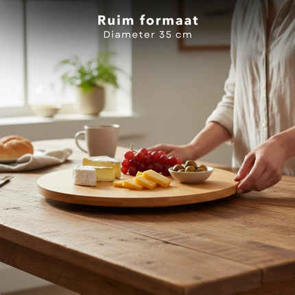 Cheqo® Draaiplateau - Draaibaar Dienblad - Draaibaar Serveerplateau - Serveer Draaiplateau - Draaibaar Serveerbord - Roterend Serveerbord - Serveerplateau - Serveerplank Draaibaar - Draaischijf - Draaischotel