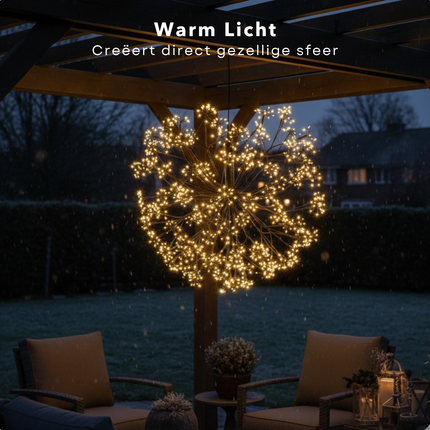 Cheqo® Verlichte Bal Voor Buiten - Warm Wit Licht - Micro LED-Lampjes - IP44 - Zwart Snoer - Kerstverlichting - Lichtgevende Bal - Tuinverlichting - Buitenverlichting - Kerstdecoratie - Lichtbal Met Timer - Kerstbal LED