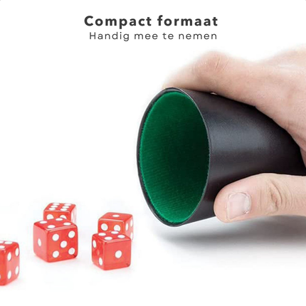 Cheqo® Pokerbeker - Beker voor Dobbelstenen - Dobbelbeker - Dobbelstenen Beker - Zwart