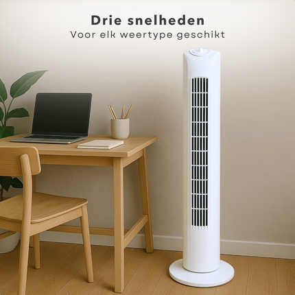 Cheqo® Torenventilator - Stille Ventilator - Vloerventilator - Ventilator Staand - Fan - Airco Alternatief - Wit