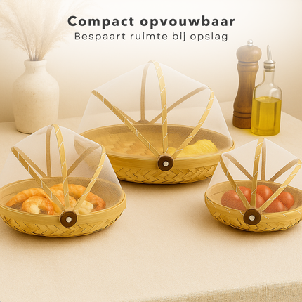 Cheqo® Vliegenkap Set - Vliegenhoes - Vliegenverjager - Foodcover - Insectenbescherming -  Voedselbescherming - Ronde Vliegenkap - 3 Stuks