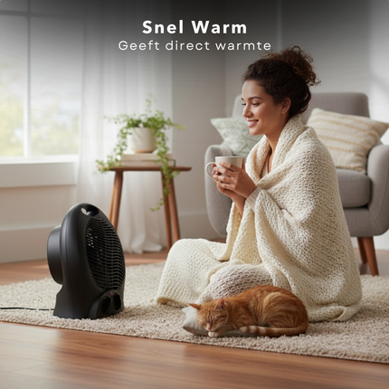 Cheqo® Ventilatorkachel - Compacte Kachel - Draagbare Verwarming - Warme En Koude Lucht - Heater - Verwarmer - Bureau Verwarming - Praktisch Handvat - Bijverwarming - Caravan Verwarming - Tent Verwarming