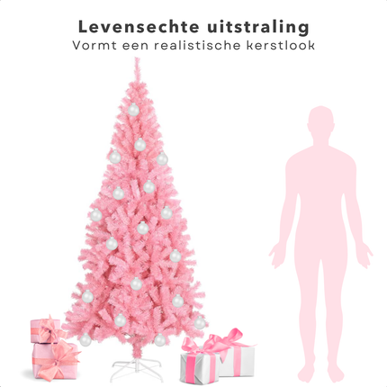 Cheqo® Roze Kerstboom - Kunstkerstboom 180 cm - PVC - Met Standaard - Binnen/Buiten Gebruik