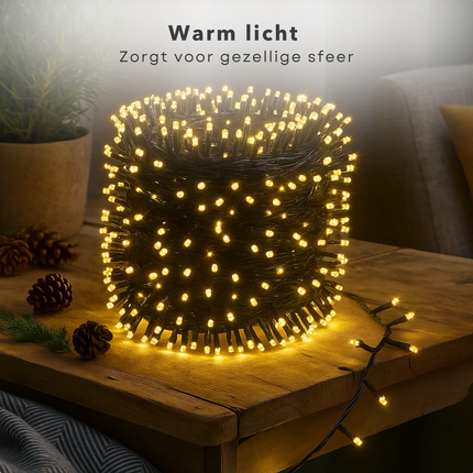 Cheqo® Kerstverlichting - Kerstlampjes - Kerstboomverlichting  - 1920 LED - Warm Wit - Verlichte Lengte 25 Meter - 8 Lichtfuncties - Automatische Timer - Binnen en Buiten - IP44 Adapter - Geheugenfunctie - Moderne Verlichting