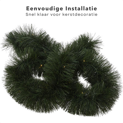 Cheqo® Feestelijke Kerstslinger - 270 Cm - 26 LED's - Op Batterijen - Guirlande - Kerstversiering - Kerstlampjes - Kerstboomverlichting - Kerstverlichting - Sfeerverlichting - Kerst Slinger - Warm Wit Guirlande