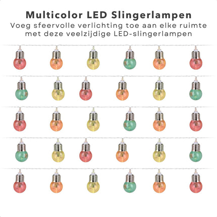 Cheqo® Draadloze Feestverlichting - Multicolor LED Bolletjes - 4.50 meter - Op Batterijen - 30 Lampjes - Feestslinger - Sfeerverlichting - Multicolor - Lichtsnoer - Voor Binnen Lichtsnoeren