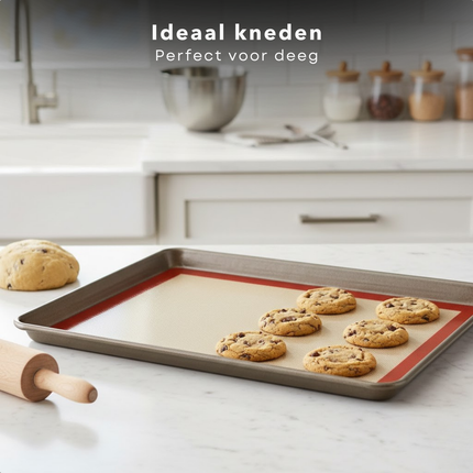 Cheqo® Bakmat - Siliconen Bakmat - Ovenmat - Siliconen Ovenmat - Deegmat - Patisseriemat - Bakmat Herbruikbaar - Antikleef Bakmat - Bakmat Uitrollen Deeg - Bakmat Kneden - Bakmat Voor Macarons