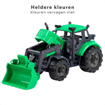Cheqo® Tractor Speelgoed - Groene Frictie Tractor met Lader - Graafmachine - Kunststof Speelgoed voor Kinderen