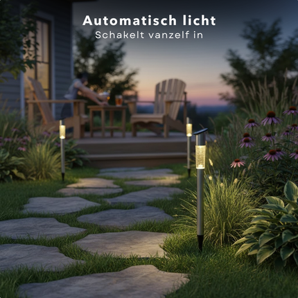 Cheqo® Solar Tuinlamp - Solar Tuinverlichting - Tuinlamp op Zonne Energie - Tuinverlichting op Zonne Energie - Solar Buitenlamp - Buitenlamp op Zonne Energie - Solar Tuinlamp Staand - Staande Solar Lamp - Solar Priklamp