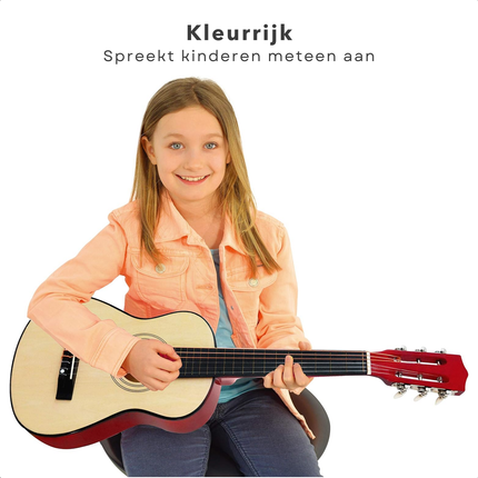 Cheqo® Akoestische Kindergitaar - Gitaar voor Kinderen - Kinder Gitaar - Speelgoed Gitaar - Perfect voor Beginners - Houten Constructie - Muziekinstrument voor Kinderen