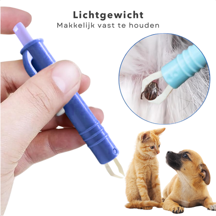 Cheqo® Tekenset - Tekenpincet - Tekenverwijderaar - Tick Twister - Tekentangset Met Alcoholdeppers - Compact Formaat - Voor Honden en Katten - Kunststof