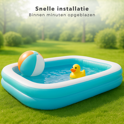 Cheqo® Opblaasbaar Zwembad - Kinderzwembad Blauw/Wit - Opblaaszwembad - Vinyl met Afvoerventiel