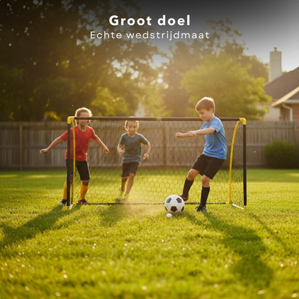 Cheqo® Opvouwbaar Voetbaldoel - Voetbal Training Doel - Voetbaldoel Voor Kinderen - Voetbaldoel Voor Volwassenen - Kunststof Voetbalgoal - Makkelijk Op Te Bergen - Verankerbaar Voetbaldoel - Groot Voetbalgoal