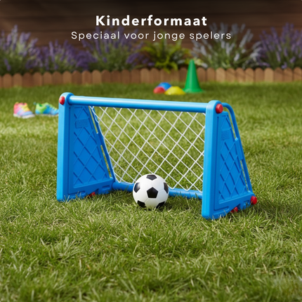 Cheqo® Voetbaldoel - Voetbalgoal - Voetbaldoeltje - Mini Voetbaldoel - Voetbaldoel Kinderen - Voetbalgoal Kinderen - Voetbaldoel Buiten - Voetbaldoel Tuin - Blauw Voetbaldoel