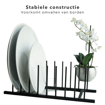 Cheqo® Zwart Metalen Bordenhouder - Pannendeksel Houder - Dekselhouder - Keuken Organizer - Afdruiprek