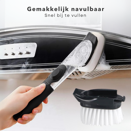 Cheqo® Afwasborstel met Zeepdispenser - Afwas Borstel met Schuurspons - Keuken Schoonmaakborstel
