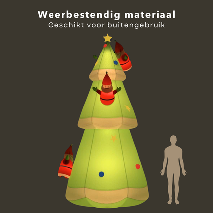 Cheqo® Opblaasbare Kerstboom LED - Kerstboom Opblaasbaar - 500 cm - LED Verlichting - Voor Binnen en Buiten - Oxford Stof