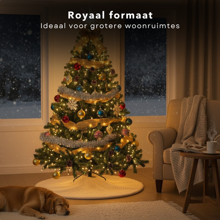 Cheqo® Kunstkerstboom 180 cm - 650 Takken - Duurzame Materialen - Herbruikbare Kerstboom - Inclusief Standaard - Flexibele Takken - Groene Kunstkerstboom - Stabiele Kerstboom - Kerstboom Zonder Verlichting - Kerstboom Voor Woonkamer