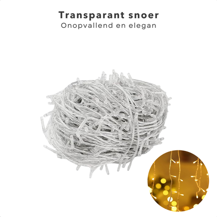 Cheqo® Ijspegel Lichtgordijn voor Buiten en Binnen - Licht Gordijn - Kerstverlichting - Kerstlampjes - Kerstboomverlichting - 600 cm - Warm Wit LED - Met Afstandsbediening - Waterdicht