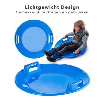 Cheqo® Ronde Slee - Sneeuwslee - Snelle Slee - Slede - Glijschotel - Kinderslee - Blauw met Grepen