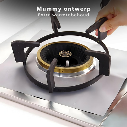 Cheqo® Gasfornuis Beschermfolie - Gasfornuis Beschermers - Beschermfolie Gasfornuis - Fornuis Beschermer - Fornuisbescherming - Gaskookplaat Beschermfolie - Gaskookplaat Beschermer - Kookplaat Beschermfolie
