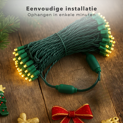 Cheqo® Kerstverlichting - Kerstlampjes - Kerstboomverlichting Binnen en Buiten - 480 LED Lampjes - Warm Wit Licht - Lichtsnoer 36 Meter - IP44 Spatwaterdicht - Groene Snoer - LED Lichtsnoer - 39 Meter