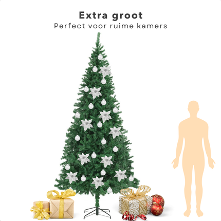 Cheqo® Kunstkerstboom PVC - Kunst Kerstboom - 300 cm - Levensecht PVC - Grote Binnenboom met Stalen Standaard