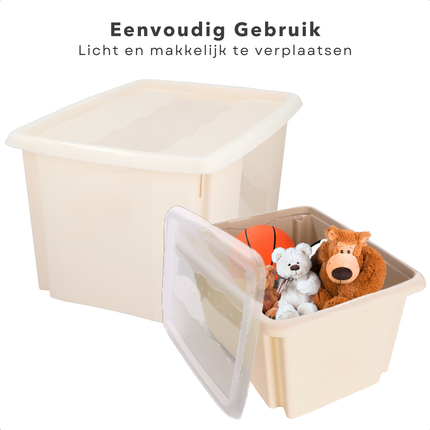Cheqo® Opbergbox 45L - Opbergdoos - Opslagbox - Kunststof - Met Deksel - Ideaal voor Kledingopslag
