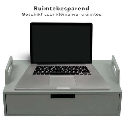 Cheqo® Houten Laptoptafel - Bedtafel - Ontbijt op Bed - Schootkussen - Bedtafel - Laptopverhoger - Verstelbaar - Groen/Grijs