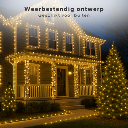 Cheqo® Solar Lichtsnoer - Kerstverlichting Buiten - Kerstboomverlichting - Cluster Verlichting - 11 Meter - 560 Led - Met Afstandsbediening - Warm Wit Licht - Tuinverlichting Op Zonne-Energie - Sfeerverlichting Buiten - Lichtslinger - Met Timer