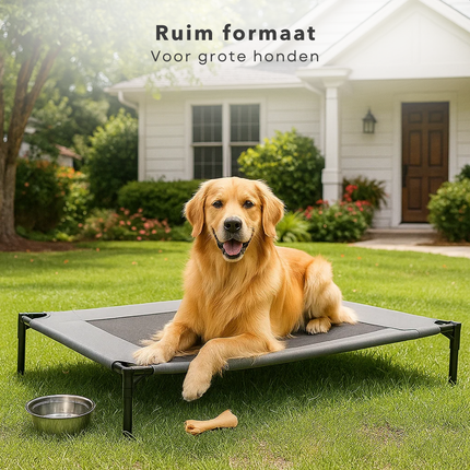 Cheqo® Verhoogd Hondenbed - Groot Hondenbed - Ademend Hondenbed - Hondenbed Op Pootjes - Hondenbed Voor Grote Honden - Draagbaar Hondenbed - Hondenbed Met Draagtas - Hondenbed Voor Buiten - Hondenbed Met Ventilatie