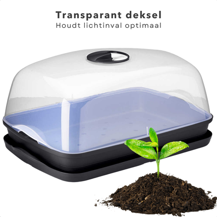 Cheqo® Kweekbak met Ventilatie - Kweek Bak - Kweken - Kweekbakje - Ideaal voor Kruiden - Indoor Kweekset - Transparant/Zwart