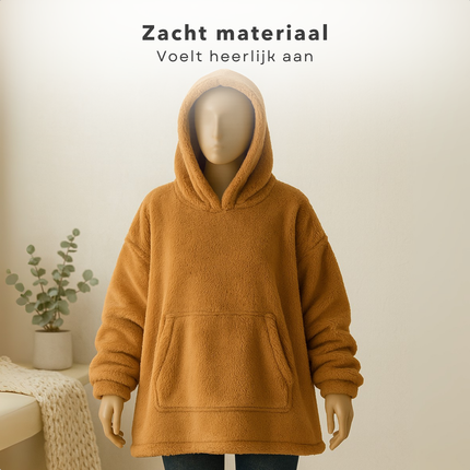 Cheqo® Teddy Hoodie Deken voor Vrouwen Bruin - Bruine Teddy Hoodie - Snuggle Hoodie - Cuddle Hoodie - Hoodie Blanket - Oodie Plaid - Deken - Oversized Hoodie - One Size