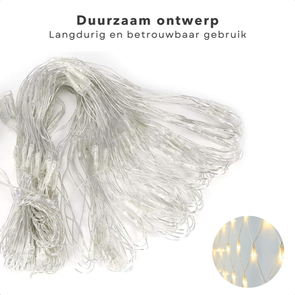 Cheqo® Netverlichting LED - Lichtgordijn - Lichtnet voor Buiten - Kerstverlichting - Kerstlampjes - Warm Wit 320 Lampjes - 300x150 cm - Buitenverlichting IP44