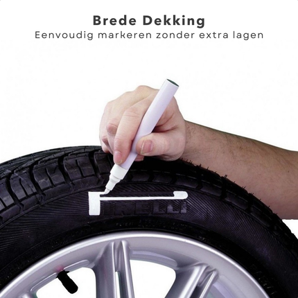 Cheqo® Witte Bandenmarkeerstift - Banden Markeerstift - Permanent Marker voor Banden - Permanente Tire Marker - Banden Marker - Duurzaam en Betrouwbaar