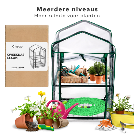 Cheqo® Mini Kas 2 Lagen - Broeikas - Foliekas - Moestuin - Weerbestendige Plantenkas - Kweekkas - Met Opbergruimte