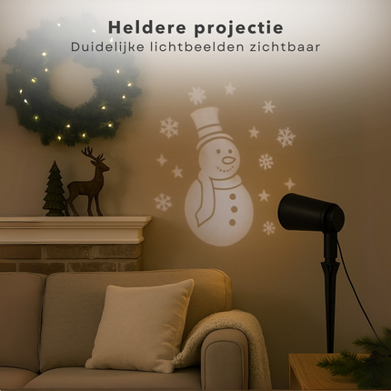 Cheqo® LED Projector - Sneeuwpop Decoratie - Kerstverlichting Buiten - Kerst Sneeuwpop - IP44 Adapter - Binnen En Buiten - Kerstverlichting - Sneeuwvlok Projectie - Feestdecoratie - Weerbestendig - Kerstversiering - Winter Decoratie