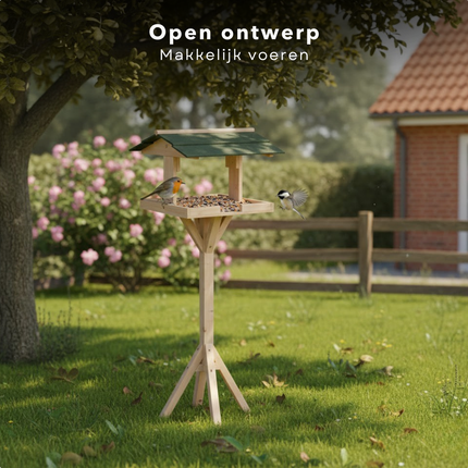 Cheqo® Vogelvoederhuisje op Paal - Vogelhuisje op Paal - Vogelvoederhuis op Paal - Vogelvoederstation - Vogelvoerhuisje - Vogelhuisje Tuin - Vogelhuisje Balkon - Vogelvoederhuisje Tuin - Vogelhuisje Buiten