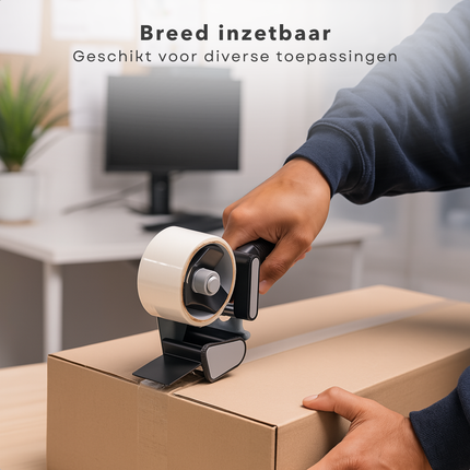 Cheqo® Tape Dispenser met 2x Transparante Verpakkingstape – Taperoller 48mm – Tape Houder voor Dozen Inpakken & Kleine Reparaties – Inpaktape Set 15m per Rol – Verpakkingstapedispensers voor Creatieve & Hobbyprojecten