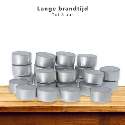 Cheqo® Theelichten 8 Uur - Waxinelichtjes - Kaarsjes - Witte Theelichtjes Set - Lange Brandduur Kaarsen - 25 Stuks