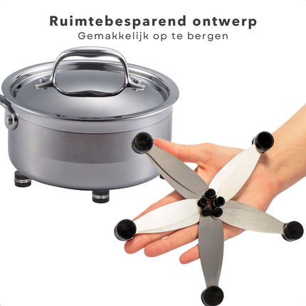 Cheqo® Verstelbare Pannenonderzetter - Pannenrooster - Hittebestendig - Beschermende Tafelonderzetter - Roestvrij Staal